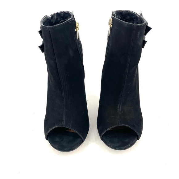 Steve Madden Amberr Black Suede Open Toe Booties - Picture 2 of 8